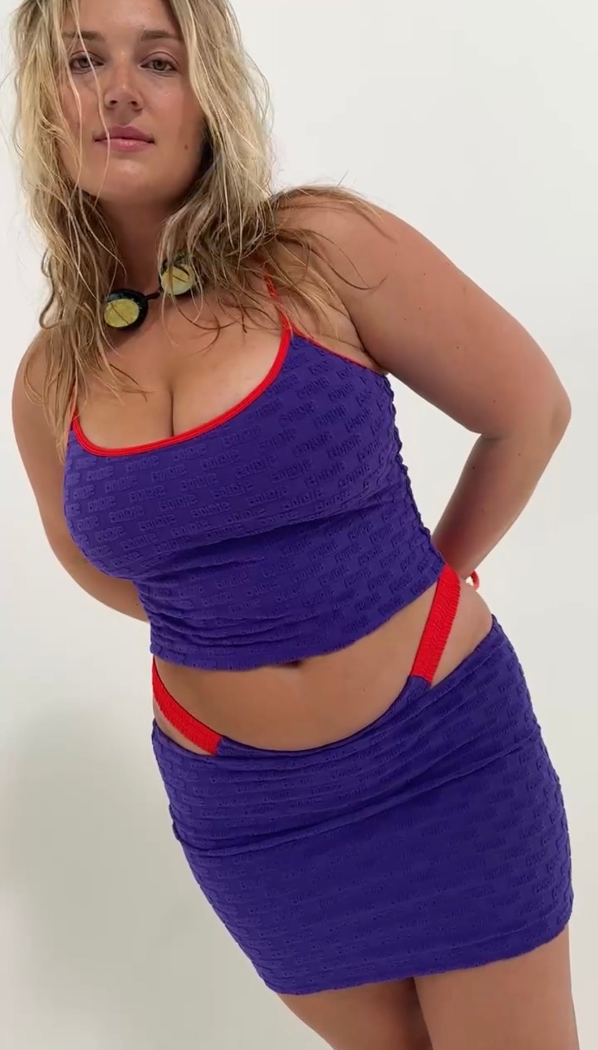 sonia tank top / purple logo terry