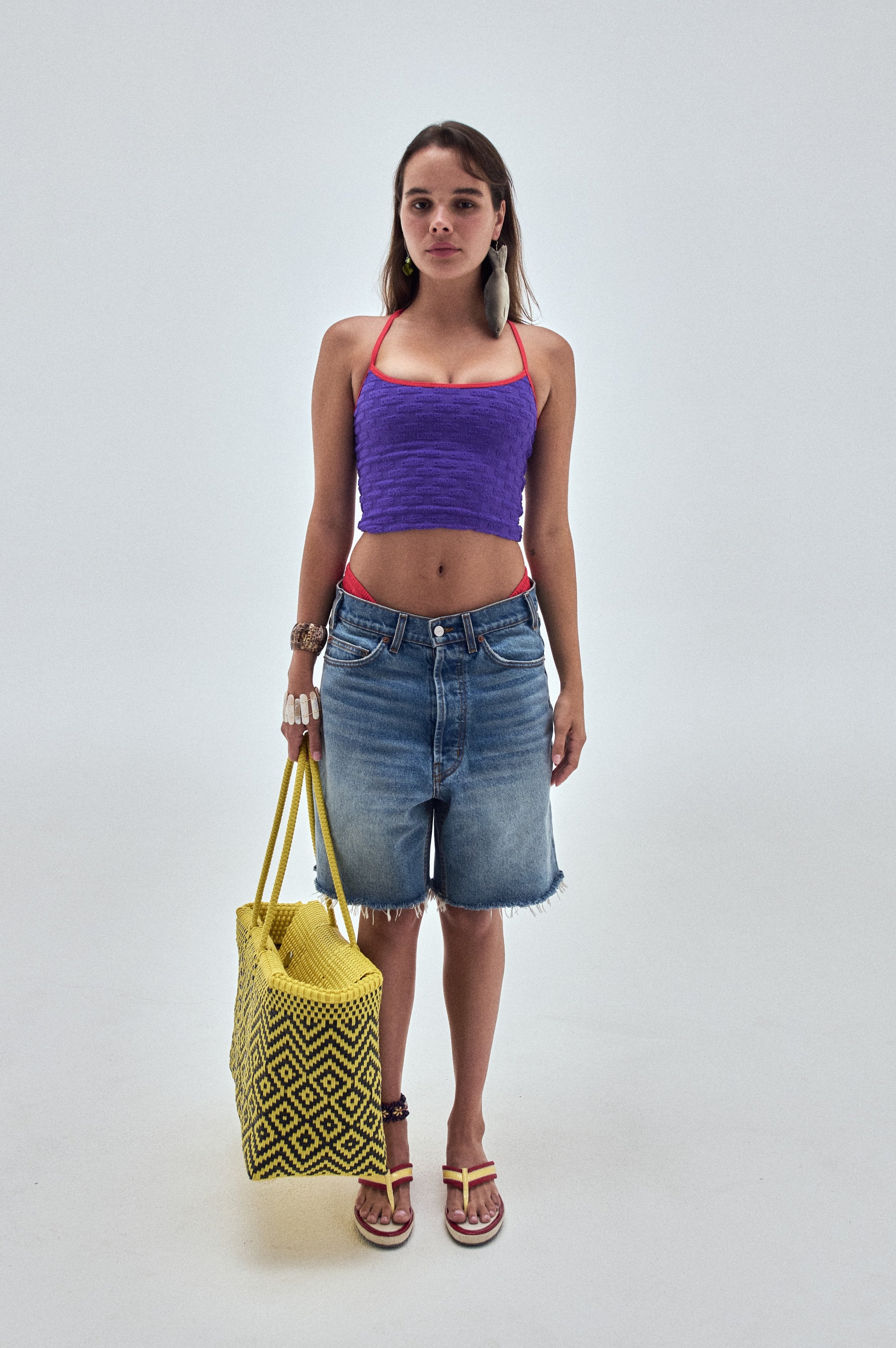 sonia tank top / purple logo terry