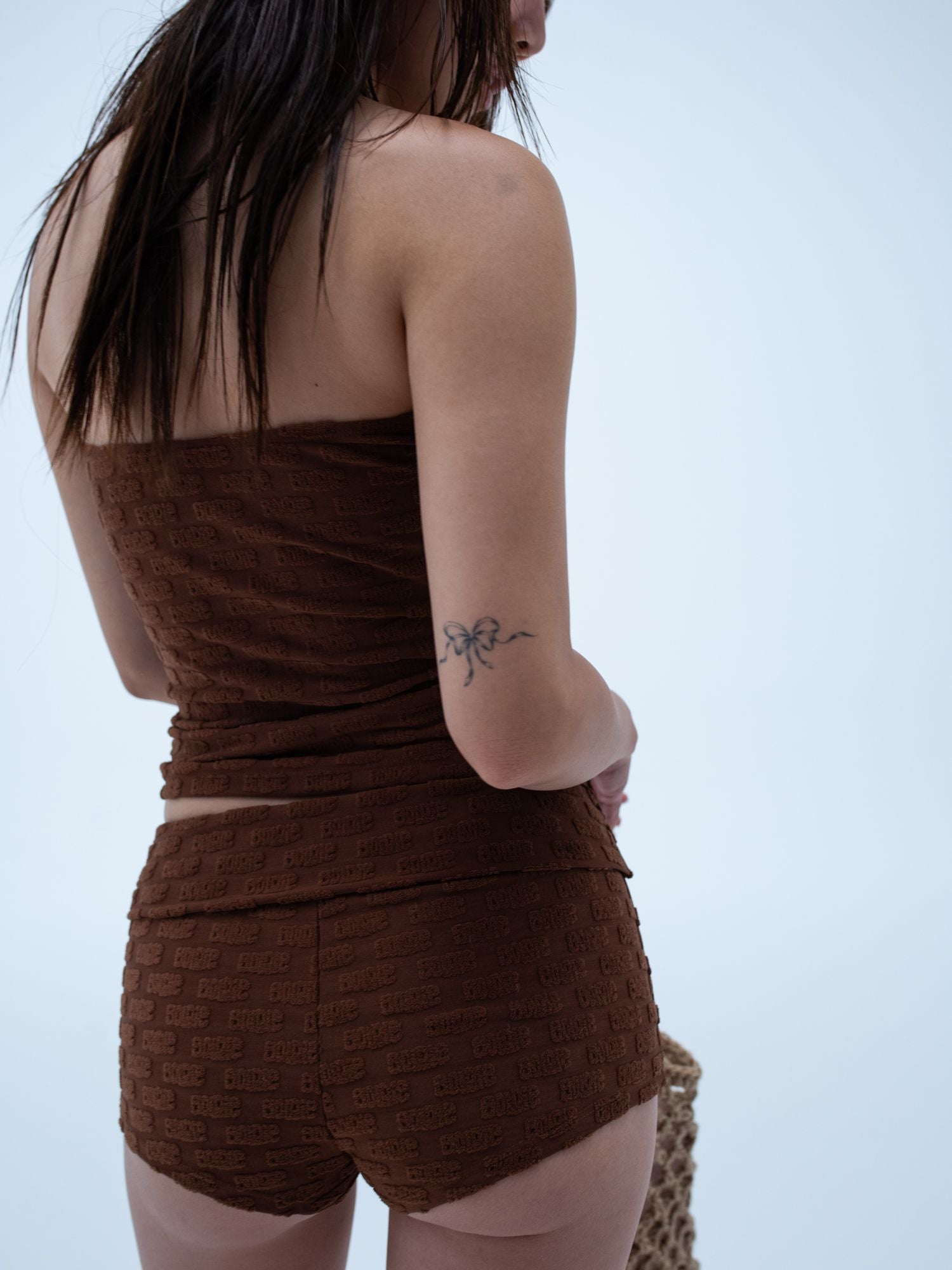 kelly tube top / brown logo terry