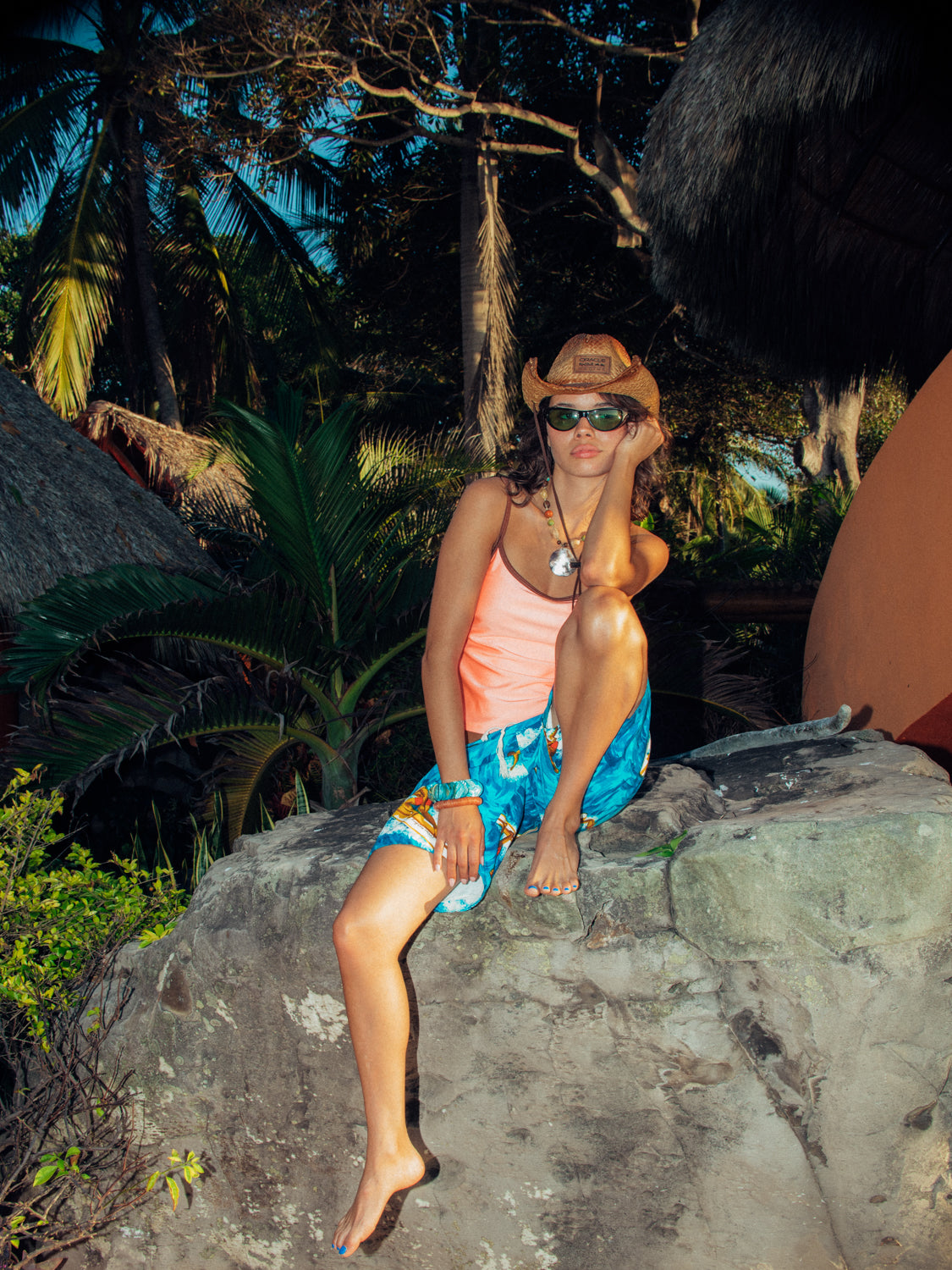 mila tank top / shimmer coral