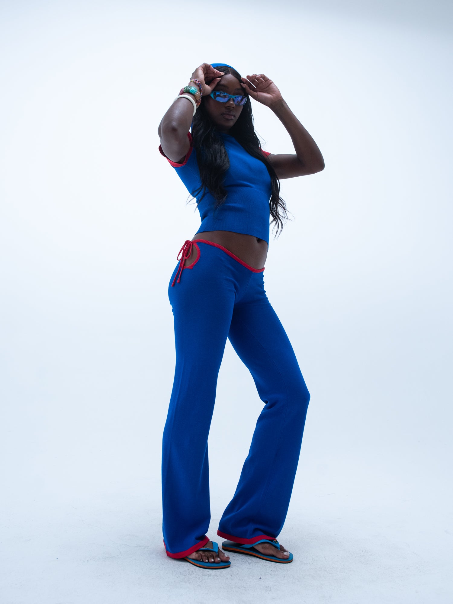 romeo knit cutout pant / blue