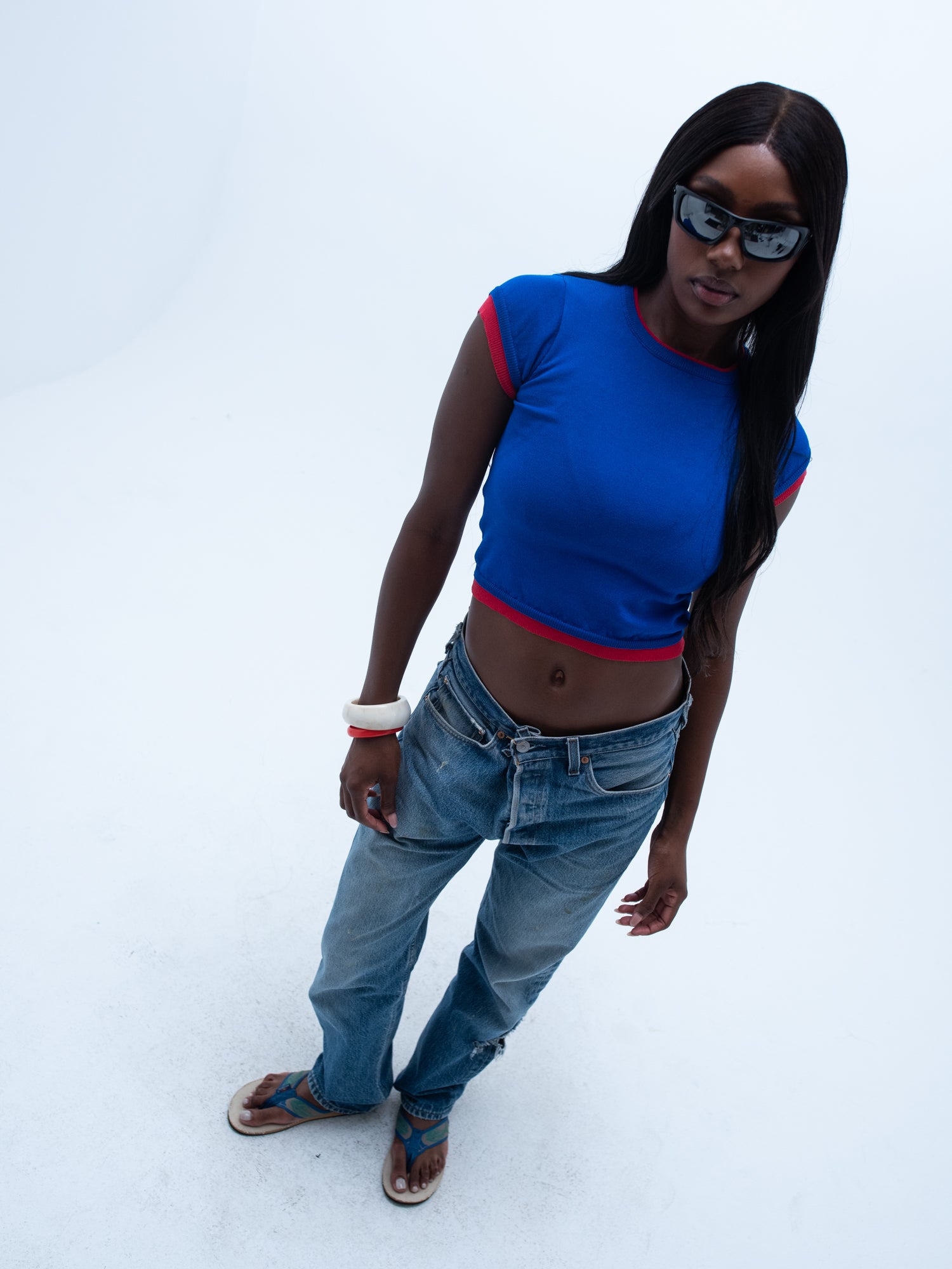 shelly knit tee / blue