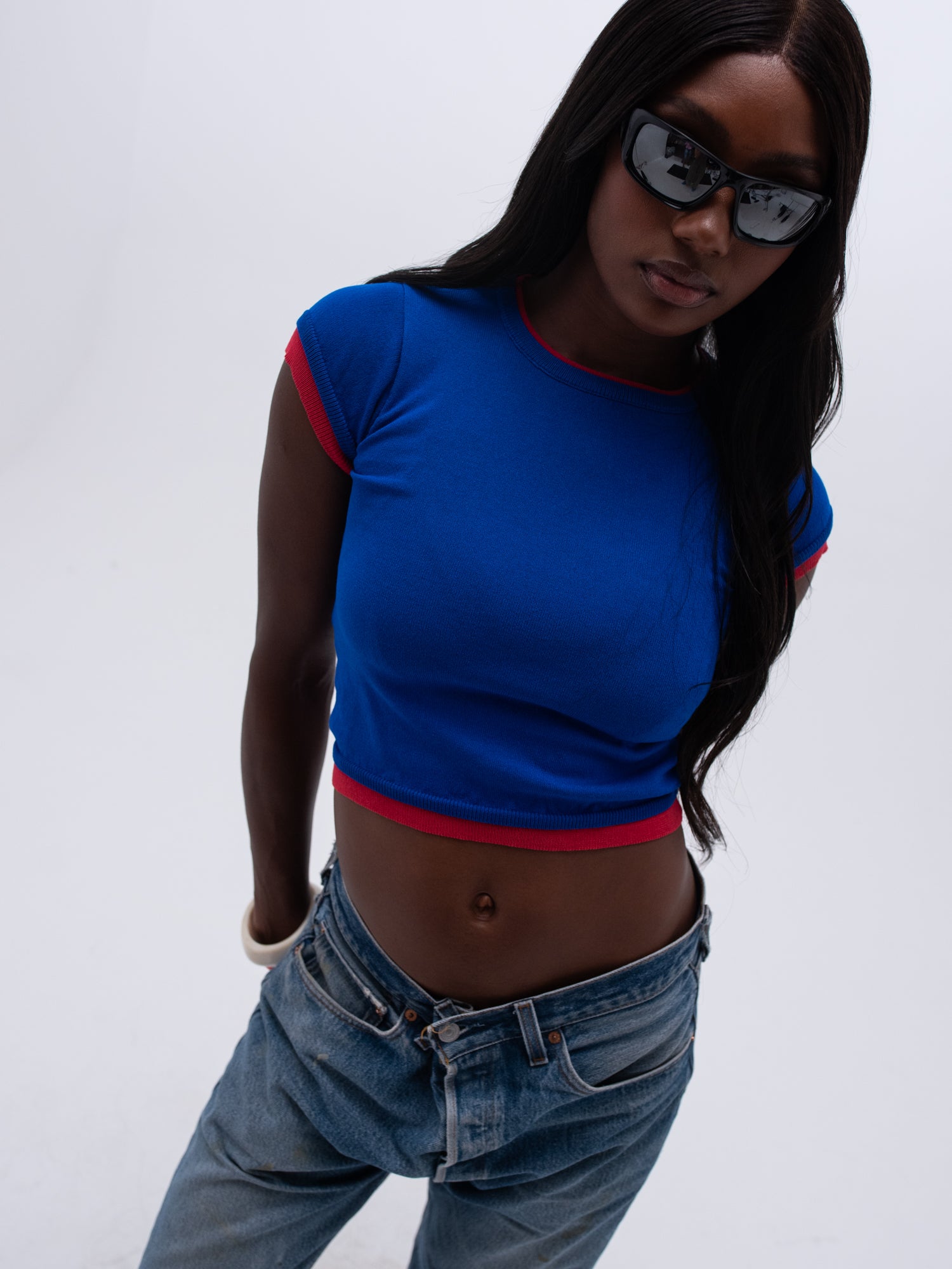 shelly knit tee / blue