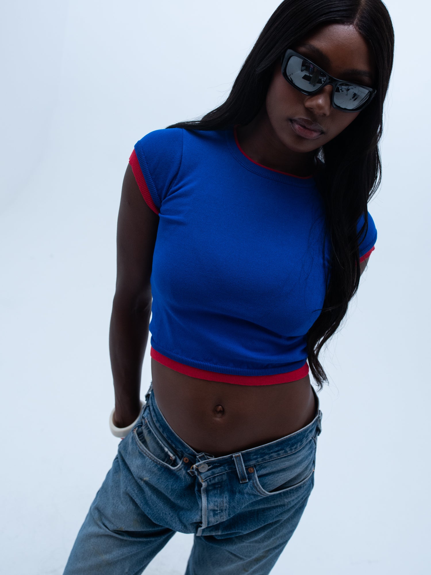 shelly knit tee / blue