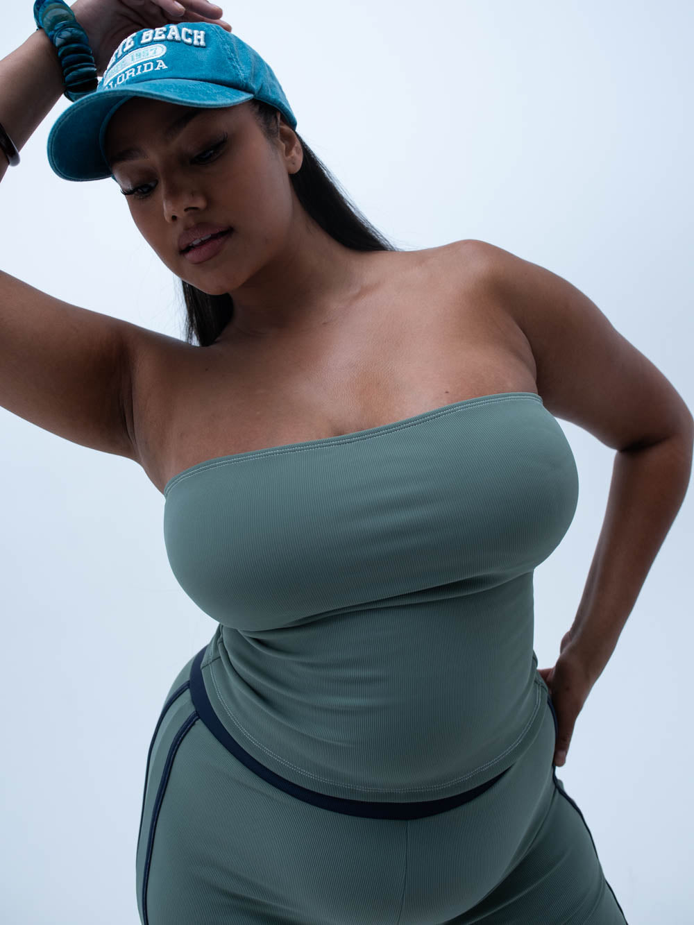 kelly tube top / green + navy