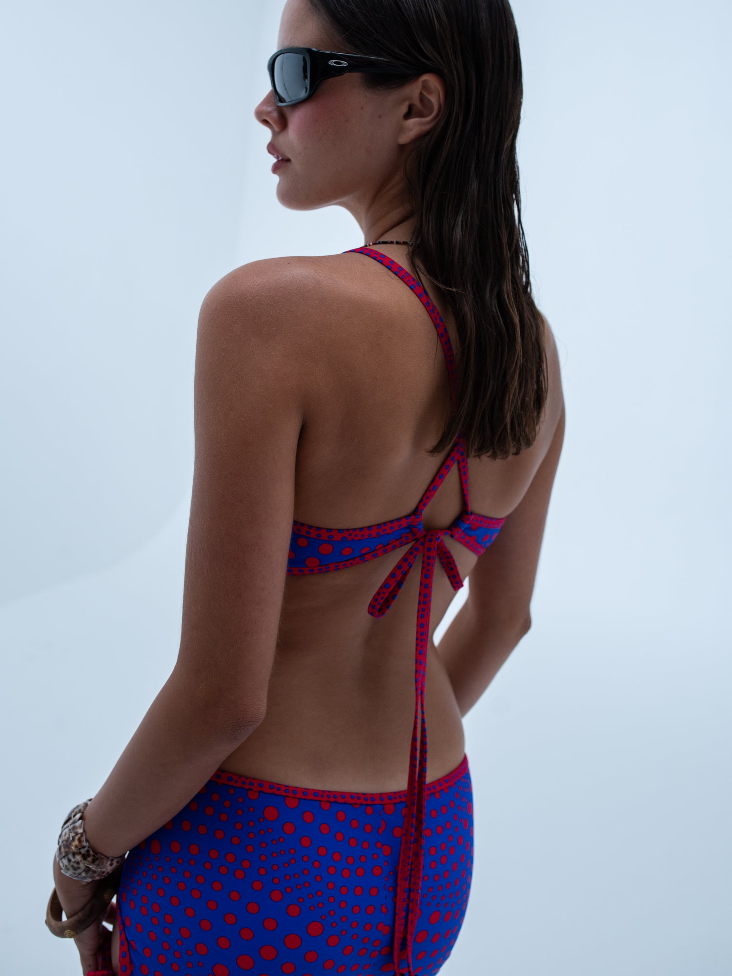 carla cross back top / marco island / red + blue