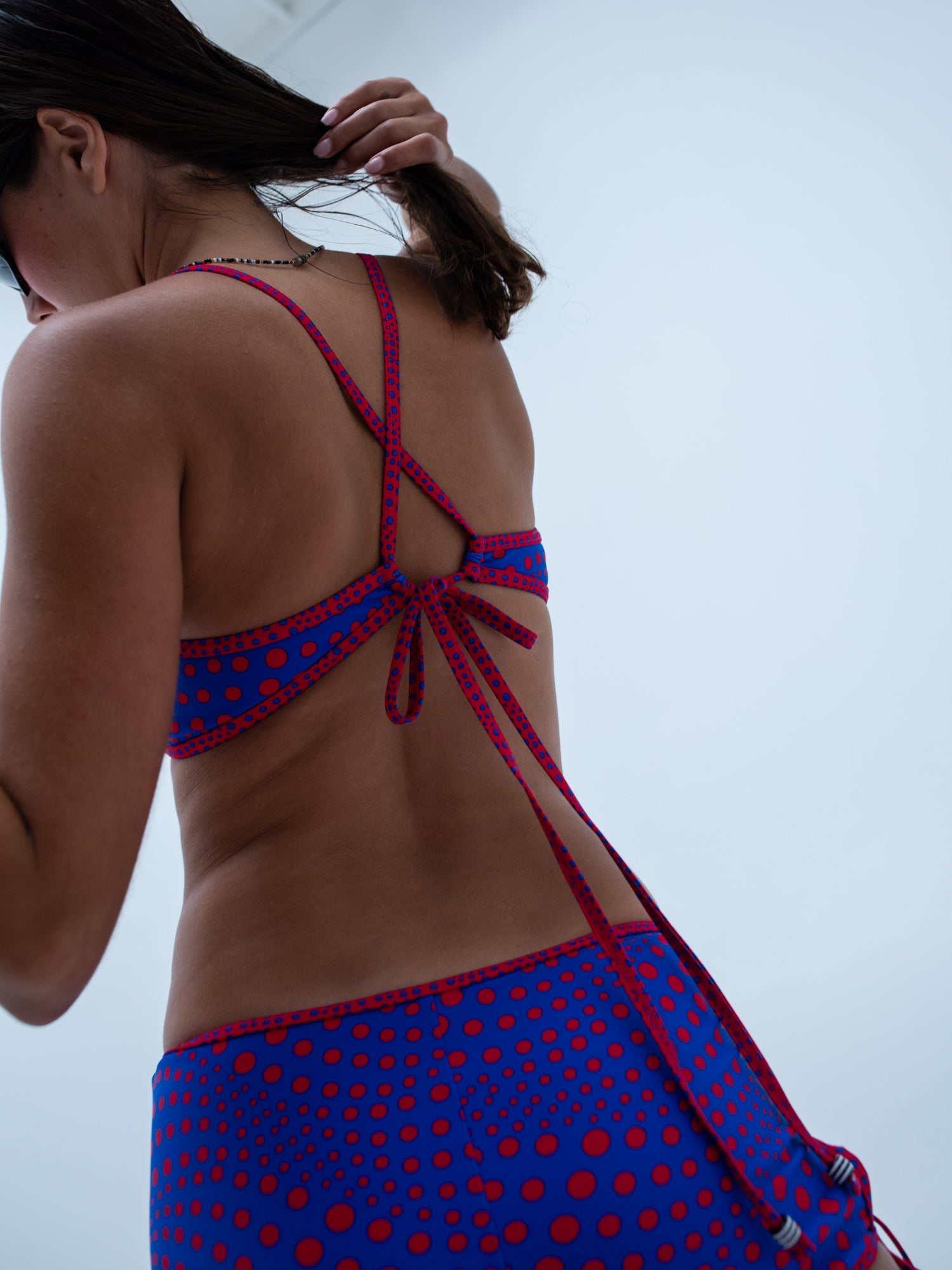 carla cross back top / marco island / red + blue
