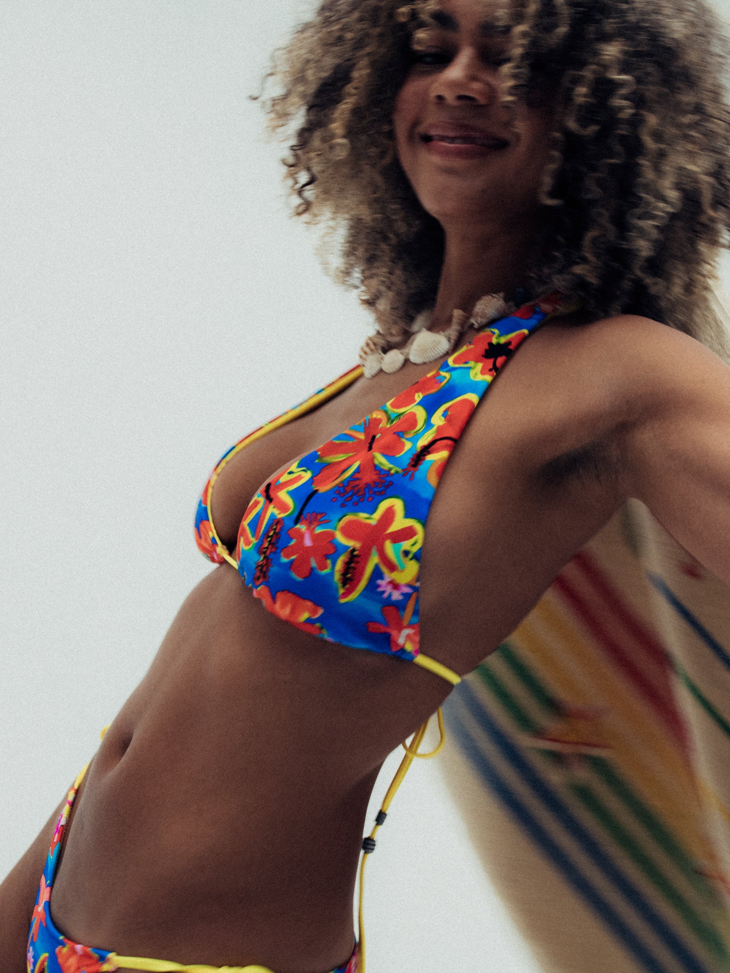 [MORE THAN PARADISE] STUD EMBROIDERED BIKINI /追跡付 Paradise Plum Capri High Waist: Shirred Foldover Bikini